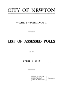 Assessed polls...City of Newton - Annual list of residents - List of assessed polls and list of women -