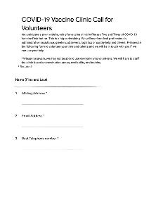 COVID-19 vaccination clinic volunteer packet
