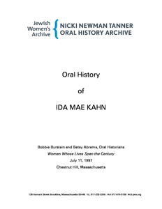 Oral history of Ida Mae Kahn, 1997 July 11