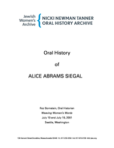 Oral history of Alice Abrams Siegal, 2000 July 10, 19