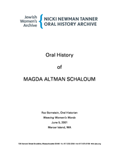 Oral history of Magda Schaloum, 2001 June 05