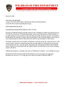 Wilbraham COVID press release