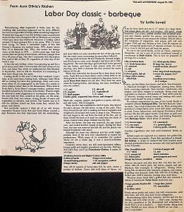 From Aunt Olivia's kitchen - Labor Day classic - barbeque