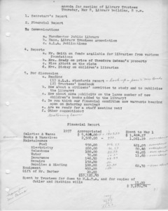 Trustees agenda minutes, 1957/05/09
