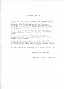 Trustees minutes, 1974/09/11