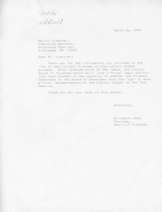 Letter from Elizabeth Shea to Melvin Kleckner, 1990/03/26