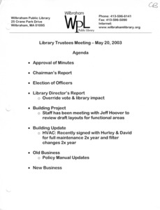 Trustees agenda, 2003/05/20