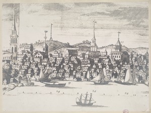 Detail from a south east view of ye great town of Boston in New England in America