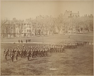 Boston Common along Beacon, prob. Boston School Regiments