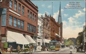 Fall River, Mass. North Main Street, Conservatory of Music, Bijou Theatre and Brown's Block