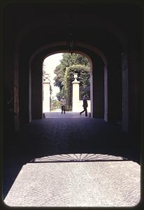 View through arched passageway of Quirinal Palace, Rome, Italy