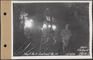 Contract No. 14, East Portion, Wachusett-Coldbrook Tunnel, West Boylston, Holden, Rutland, bottom of shaft, Shaft 4, Rutland, Mass., Nov. 14, 1928