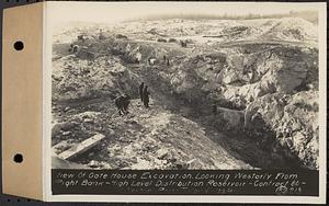 Contract No. 80, High Level Distribution Reservoir, Weston, view of gatehouse excavation, looking westerly from right bank, high level distribution reservoir, Weston, Mass., Jan. 23, 1940