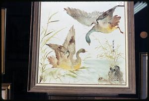 A watercolor of two ducks signed by La'One