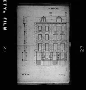 Front elevation drawing of 113-115 Beacon Street, Boston, Massachusetts