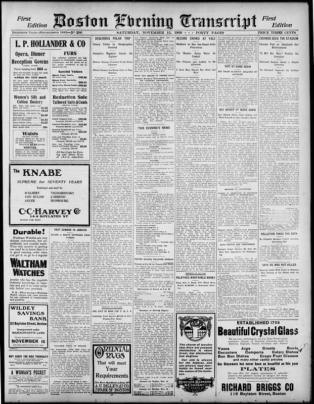 Boston Evening Transcript. November 13, 1909 - Digital Commonwealth