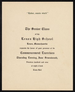 The senior class of Lenox High School commencement exercise