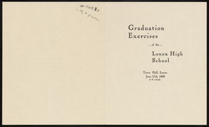 Graduating exercises of Lenox High School