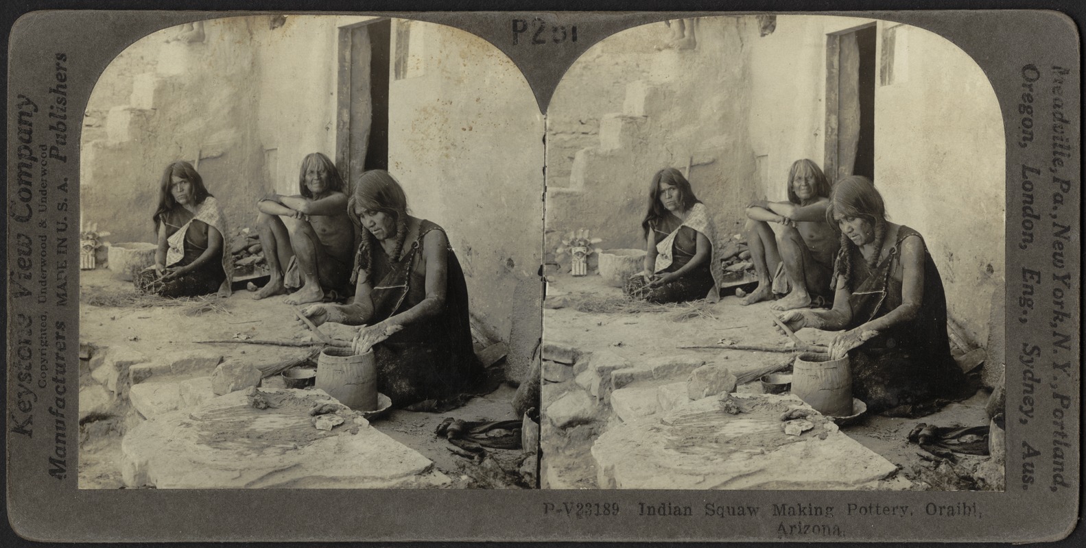 Indian squaw making pottery, Oraibi, Arizona