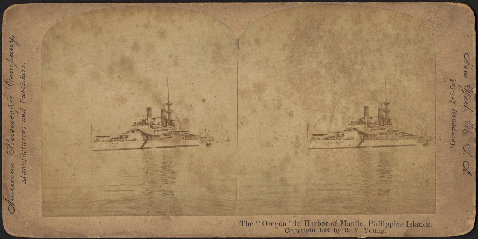 The "Oregon" in harbor of Manila. Philippine Islands