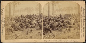 Chaplain Brown of the "Rough Riders" preaching to the regiment