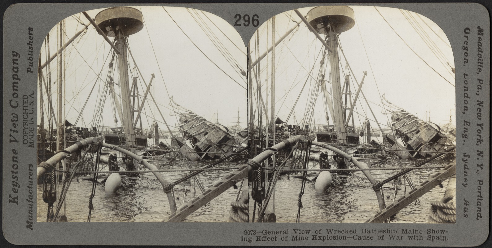 General view of wrecked battleship Maine
