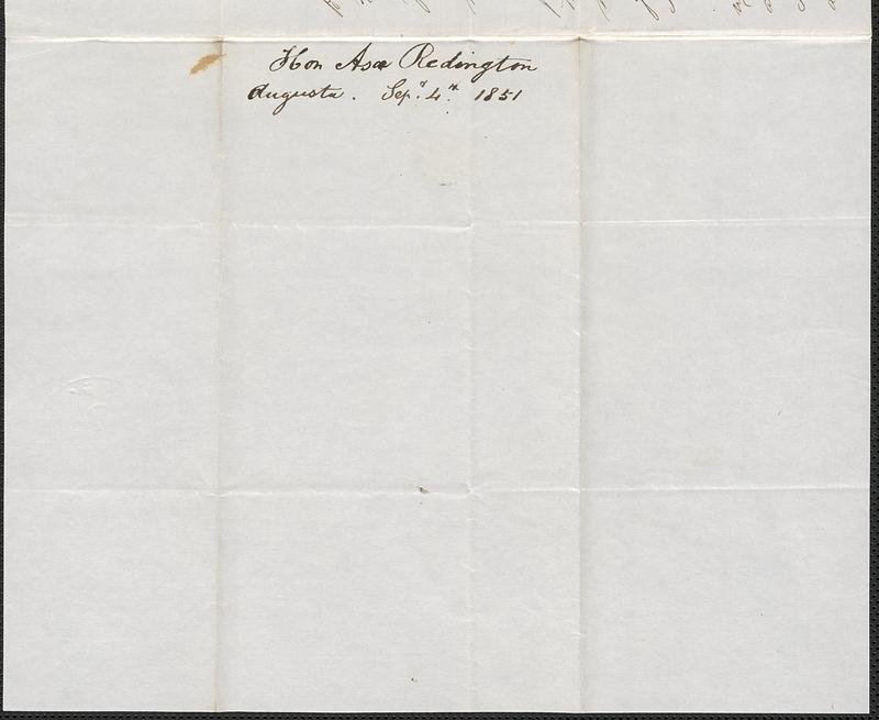 Asa Redington to Samuel Warner, 4 September 1851