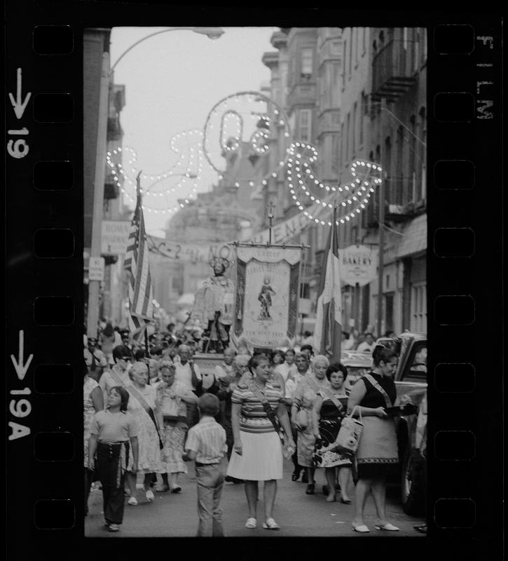 Saint festival parade on Hanover Street, North End, Boston Digital