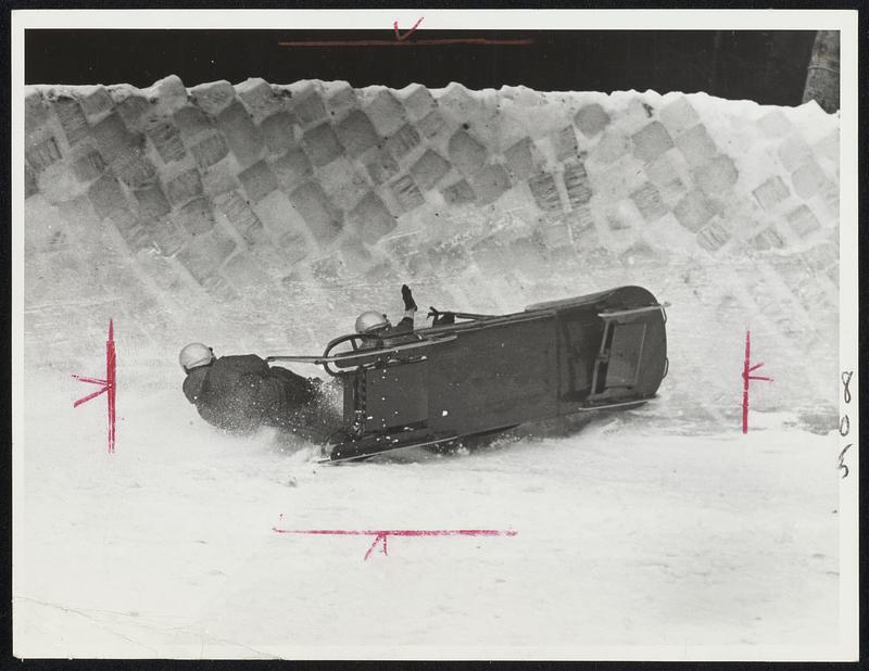 Swiss Miss-Switzerland's bobsled turned over after crossing the finish ...