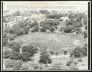Washington: General view made from the top of the Washington Monument 5/9 shows huge crowd on the Ellipse in back of the White House (top right) in a huge demonstration against the Vietnam War.