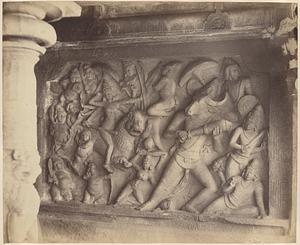 Seven Pagodas. Conflict between Durga and the evil spirit Mahishasura