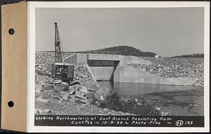 Contract No. 66, Regulating Dams, Middle Branch (New Salem), and East Branch of the Swift River, Hardwick and Petersham (formerly Dana), looking northwesterly at east branch regulating dam, Hardwick, Mass., Oct. 9, 1939