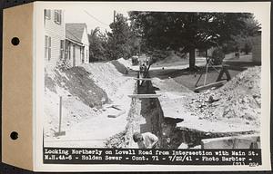 Contract No. 71, WPA Sewer Construction, Holden, looking northerly on Lovell Road from intersection with Main Street manhole 4A-6, Holden Sewer, Holden, Mass., Jul. 22, 1941