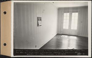 Contract No. 80, High Level Distribution Reservoir, Weston, Olive F. Thornton Residence, photo no. 10, living room, high level distribution reservoir, Weston, Mass., Jul. 19, 1939