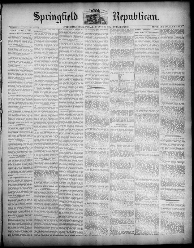 Springfield Weekly Republican. August 19, 1898 - Digital Commonwealth