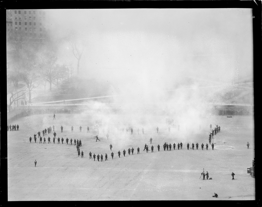 Riot squad of Boston police give demonstration on Common