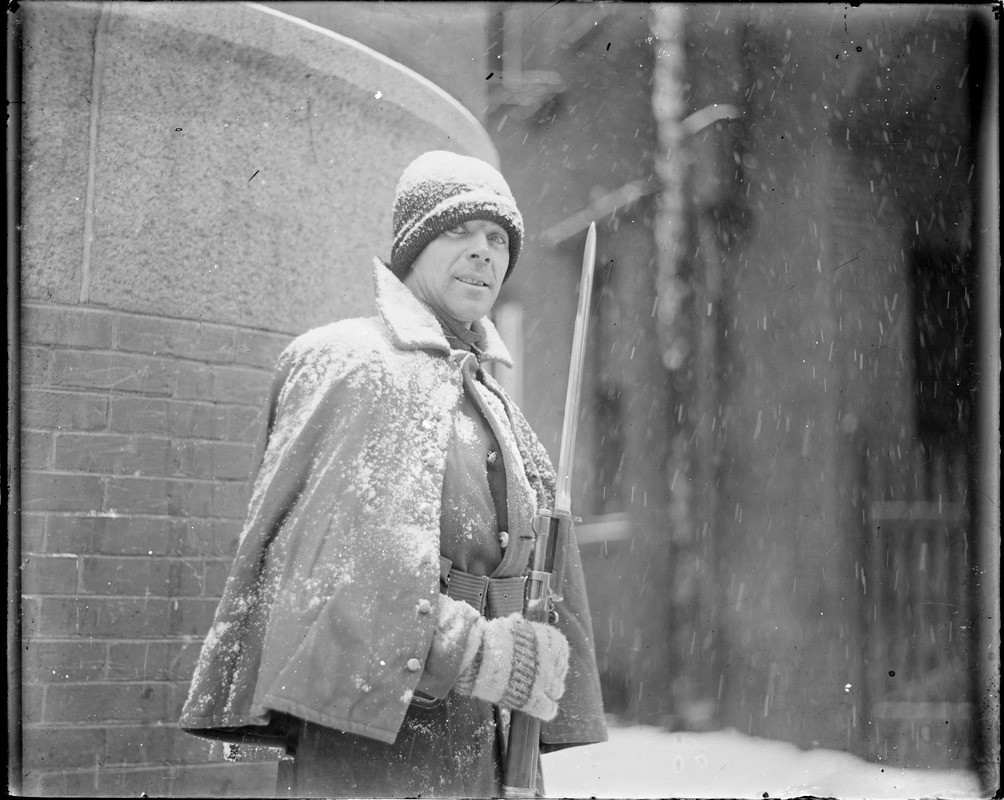Guard on duty at Lawrence strike during severe snowstorm