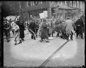 Demonstration, "Reds" in action in Boston