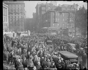 Crowd in front of the State House
