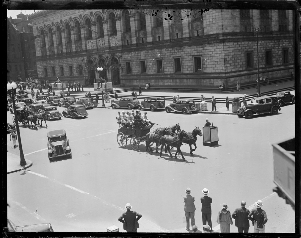 Parade of old-time transportation, Copley Square