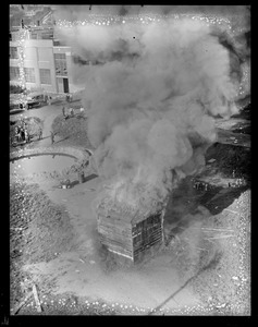 Oil fire demo: foamite put the fire out.