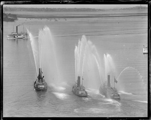 Three fireboats in action