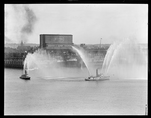 Fireboats nos. 31 and 44 in action off East Boston