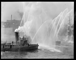 Fireboat display, Boston Harbor
