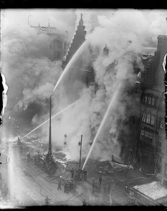 Spectacular bird's eye view of five alarm YMCA fire on Boylston Street