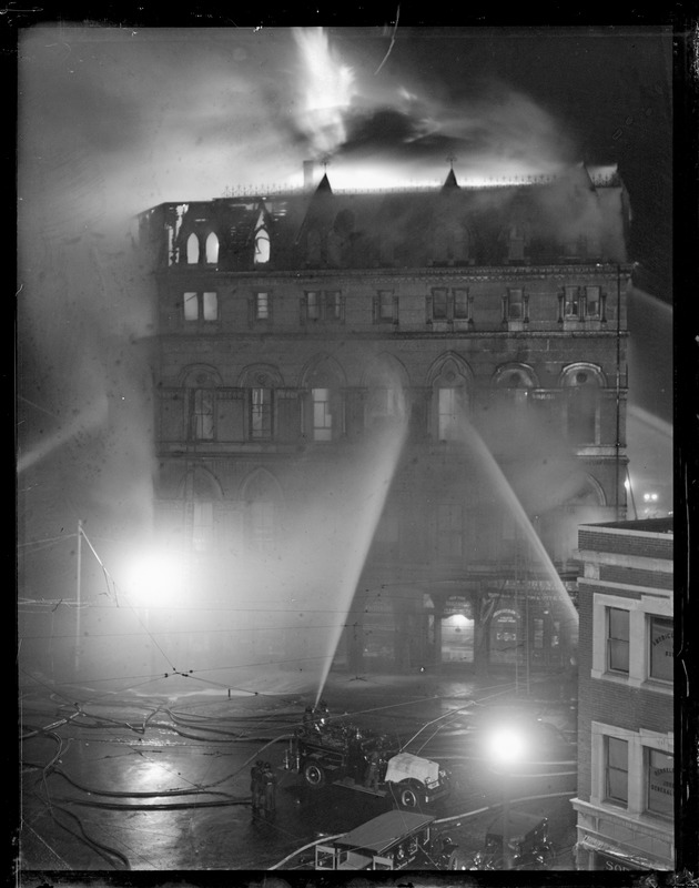 General alarm fire at Odd Fellows Hall, corner of Berkeley and Tremont