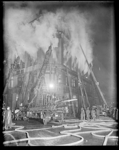Four alarm fire on South Street, at night