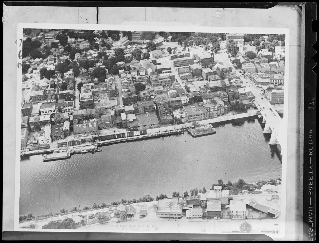 Aerial photo of unidentified river & town
