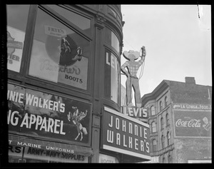 Silent advertising overalls on Hanover Street