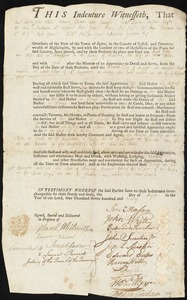 Sarah Gally [Legalley] indentured to apprentice with Moses Hall of Charlestown, August 1790